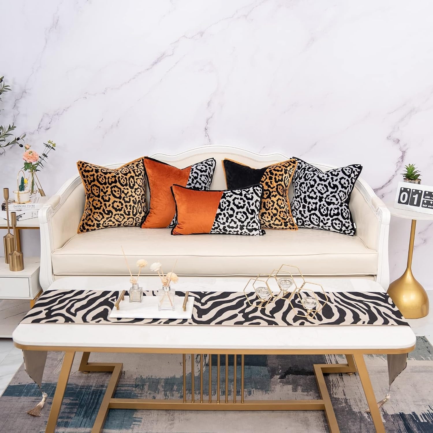 Black Square Velvet Zebra Print Cushion Cover