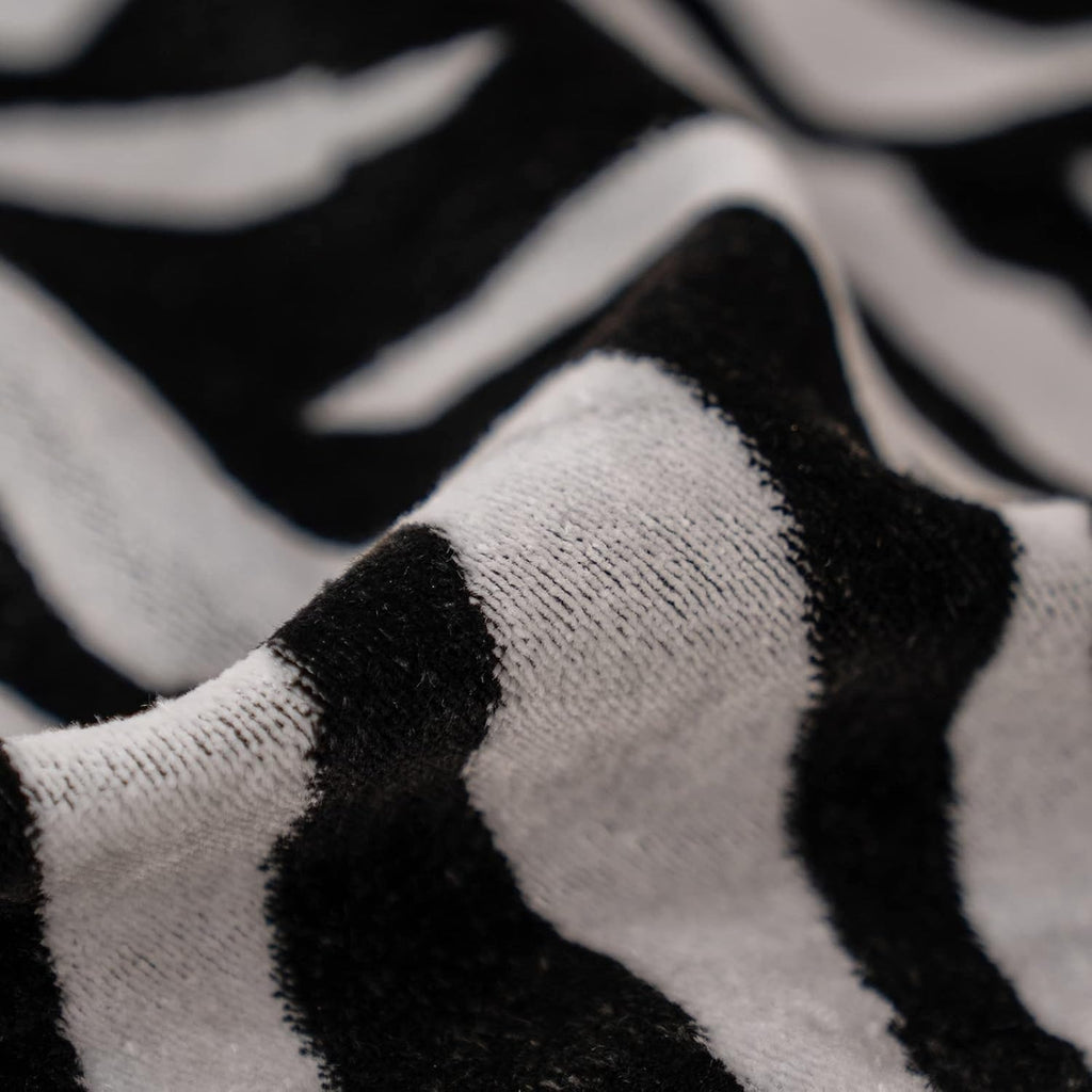 Black Square Velvet Zebra Print Cushion Cover