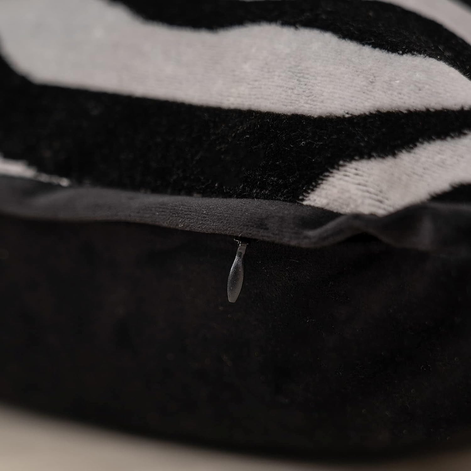 Black Square Velvet Zebra Print Cushion Cover